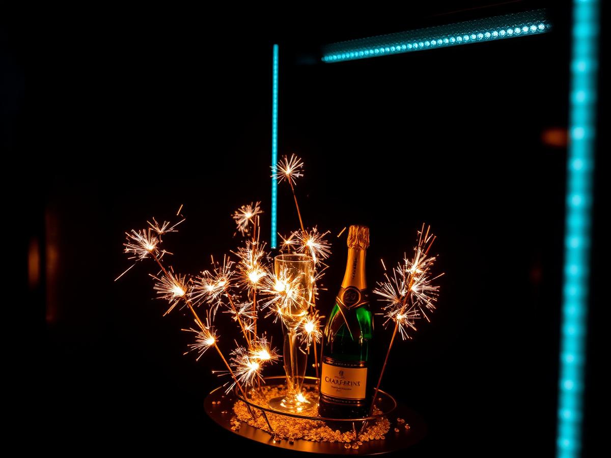 Bottle service presentation with sparklers